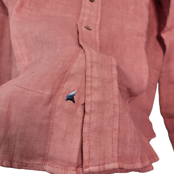 Tailor Vintage Men's Pure Tec Button Down Shirt Dusty Rose Linen Size Medium - Picture 7 of 9
